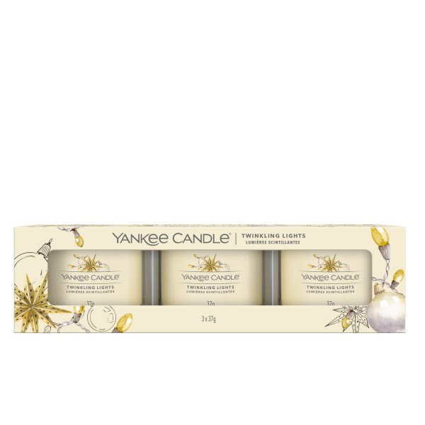 Twinkling Lights - 3 Votivkerzen im Glas von Yankee Candle