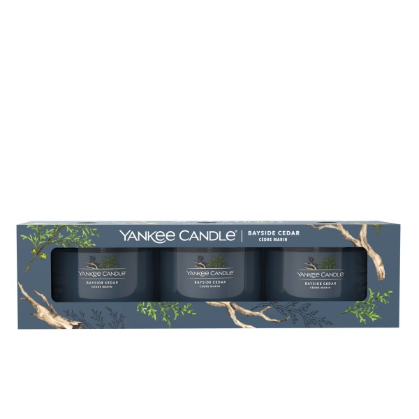 Bayside Cedar - 3 Votivkerzen im Glas von Yankee Candle