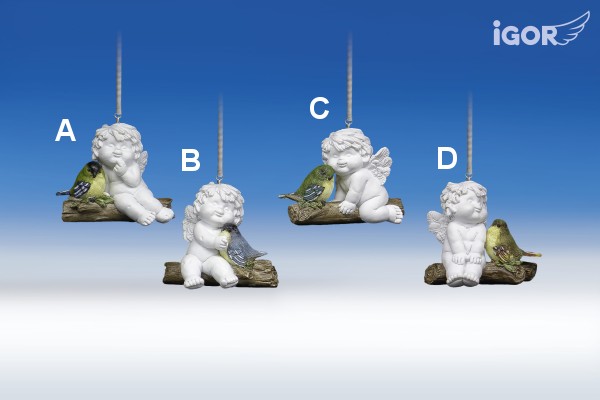 mit Vogel auf Ast (an Metallfeder) hgd. H6-7 B8cm von IGOR