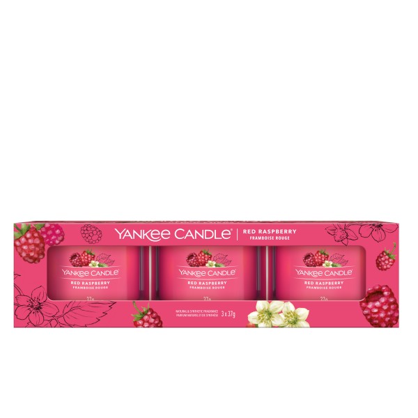 Red Raspberry - 3 Votivkerzen im Glas von Yankee Candle