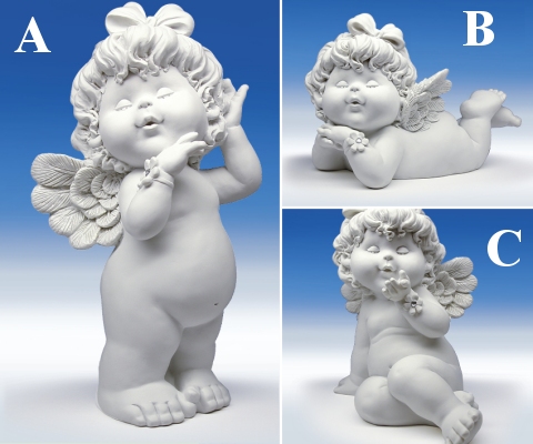 Engel OLGA sth./stz./lgd. weiss H35 B18, H28 B20, H20 L29cm von IGOR