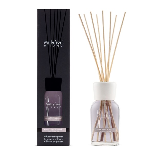 Natural - Cocoa Blanc & Woods - Stick Diffuser 250ml von Millefiori