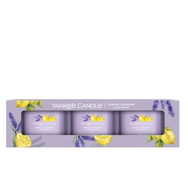 Lemon Lavender - 3 Votivkerzen im Glas von Yankee Candle