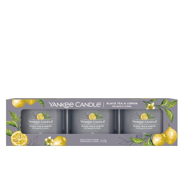 Black Tea & Lemon - 3 Votivkerzen im Glas von Yankee Candle