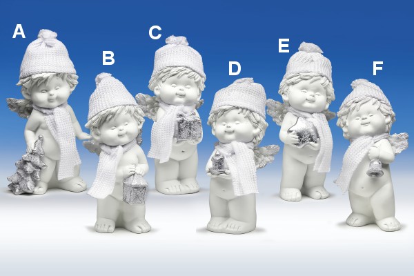 Winterengel mit Wollmütze weiss-silber H18cm von IGOR