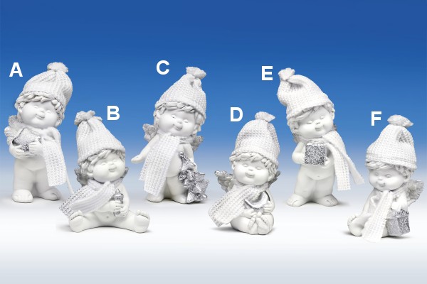 Winterengel mit Wollmütze weiss-silber  H10/13cm von IGOR