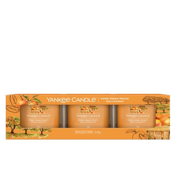Farm Fresh Peach - 3 Votivkerzen im Glas von Yankee Candle