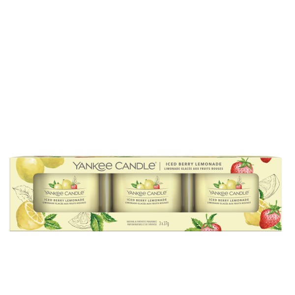 Iced Berry Lemonade - 3 Votivkerzen im Glas von Yankee Candle