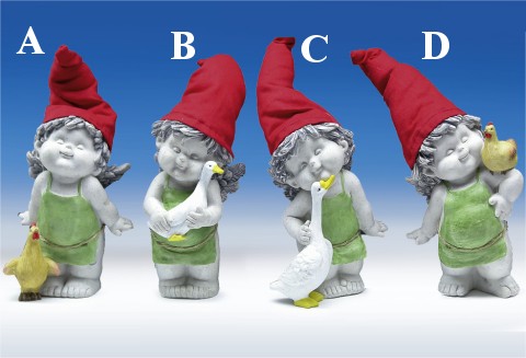 Gartenengel mit Mütze stony-grey coloriert H16 L18-24cm von IGOR