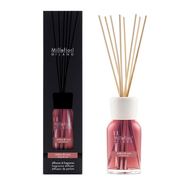 Natural - Ambra & Rosa - Stick Diffuser 250ml von Millefiori