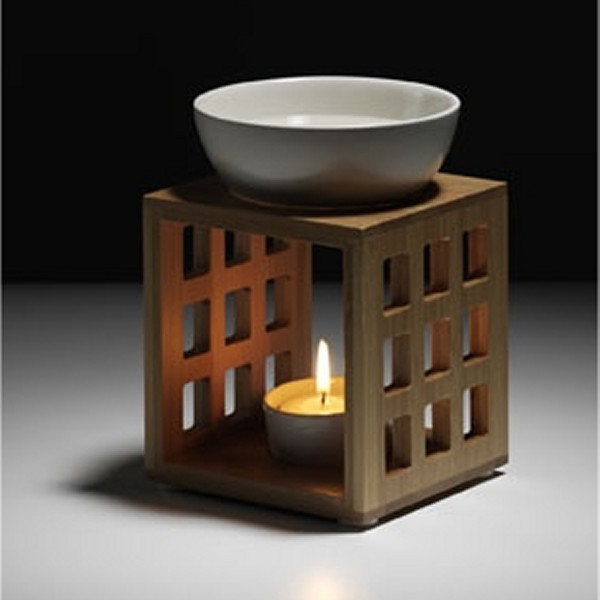 Duftlampe - Holzgitter mit Keramikschale von World of Scent