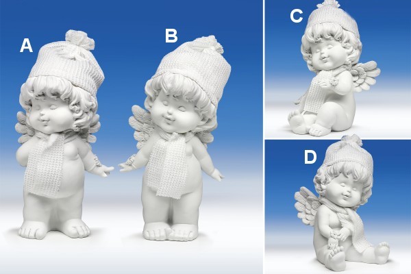 Winterengel OLGA mit Wollmütze weiss H18/24cm von IGOR