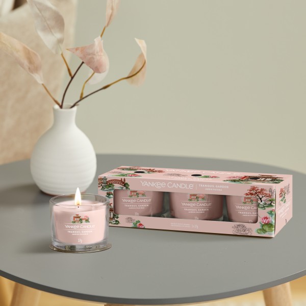 Tranquil Garden - 3 Votivkerzen im Glas von Yankee Candle