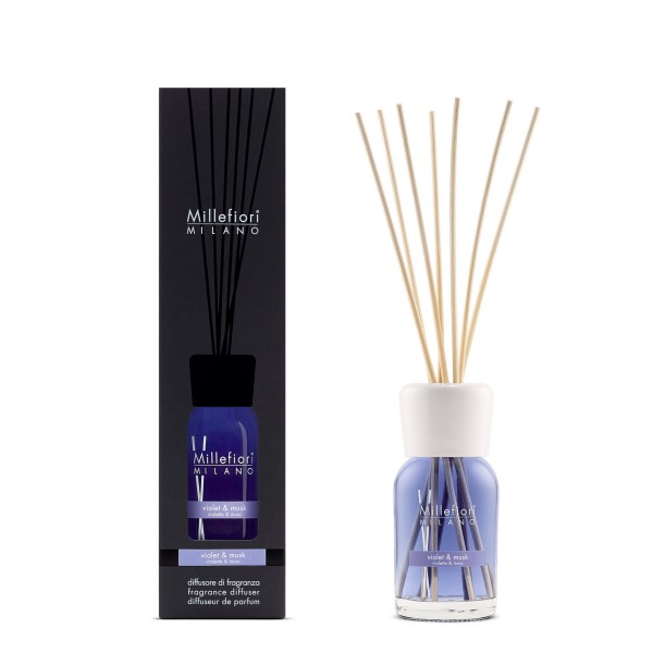 Natural - Violet & Musk - Stick Diffuser 100ml von Millefiori