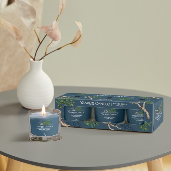 Bayside Cedar - 3 Votivkerzen im Glas von Yankee Candle