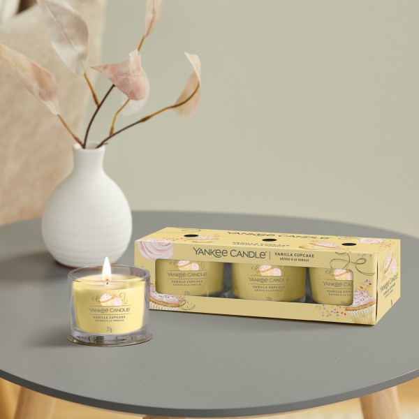Vanilla Cupcake - 3 Votivkerzen im Glas von Yankee Candle
