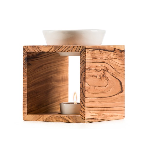 Duftlampe - Olivenholz mit Keramikschale von World of Scent