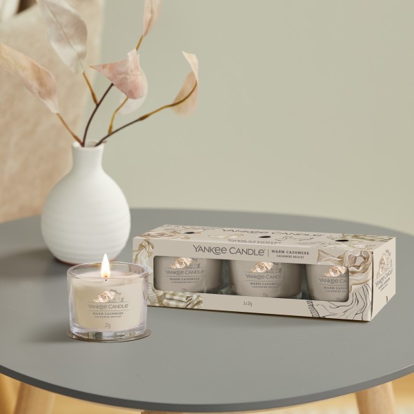 Warm Cashmere - 3 Votivkerzen im Glas von Yankee Candle