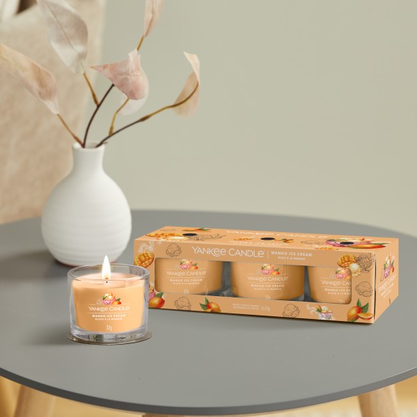 Mango Ice Cream - 3 Votivkerzen im Glas von Yankee Candle