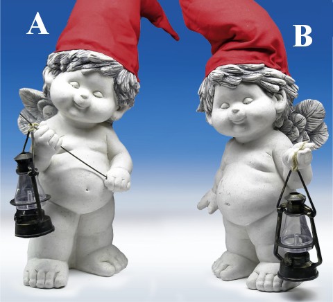 Gartenengel mit Mütze stony-grey coloriert H34 L40-55cm von IGOR