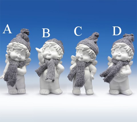 Winterengel mit Wollmütze weiss-grau H13cm von IGOR