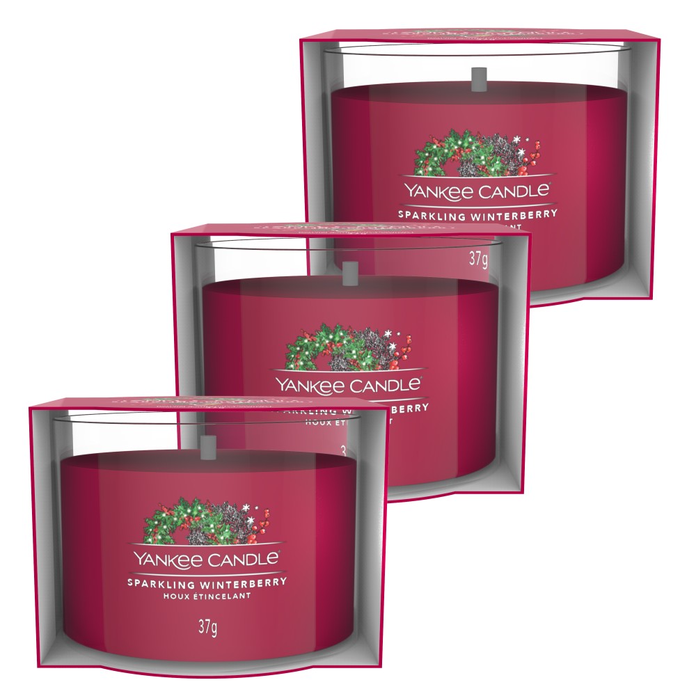 Sparkling Winterberry - Votivkerze im Glas - 3 Stück von Yankee Candle