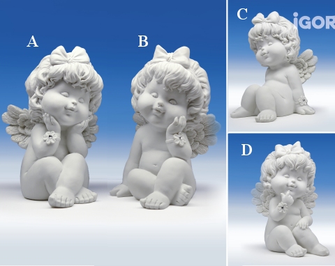 Engel OLGA sitzend weiss H19cm von IGOR