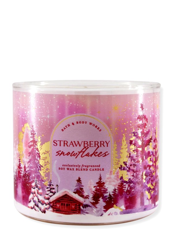 Kerze - Strawberry Snowflakes - 3-Docht 411g von Bath and Body Works