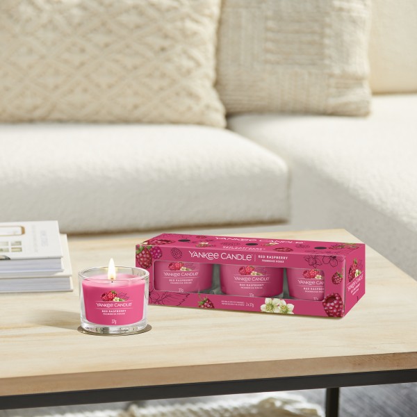 Red Raspberry - 3 Votivkerzen im Glas von Yankee Candle