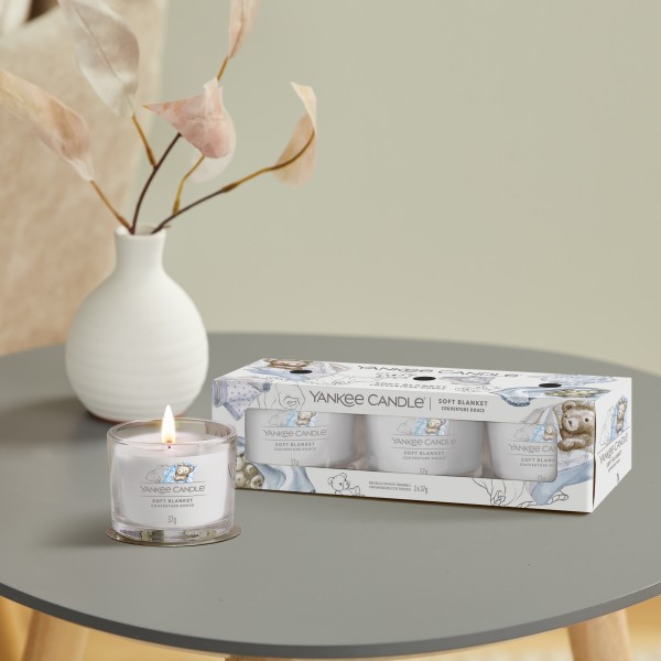 Soft Blanket - 3 Votivkerzen im Glas von Yankee Candle