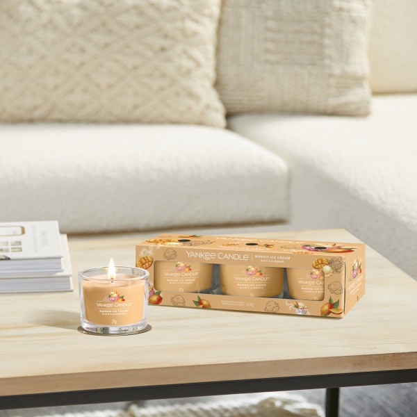 Mango Ice Cream - 3 Votivkerzen im Glas von Yankee Candle