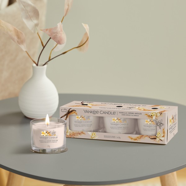 Vanilla Crème Brûlée - 3 Votivkerzen im Glas von Yankee Candle
