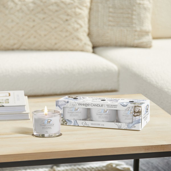 Soft Blanket - 3 Votivkerzen im Glas von Yankee Candle