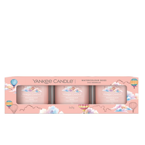 Watercolour Skies - 3 Votivkerzen im Glas