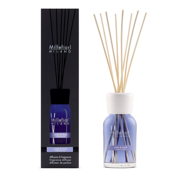 Natural - Violet & Musk - Stick Diffuser 250ml von Millefiori