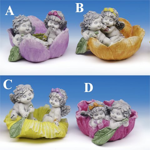 Engel & OLGA auf Blüte stony-grey ø7 H5cm von IGOR