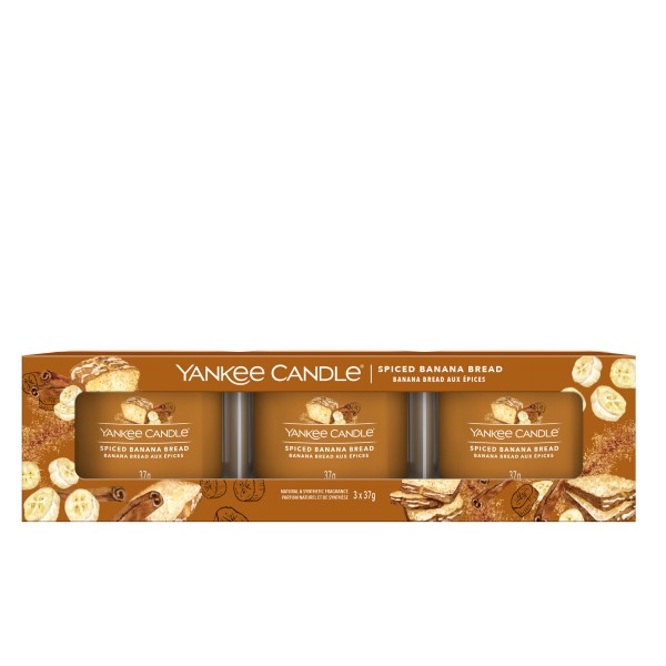 Spiced Banana Bread - 3 Votivkerzen im Glas von Yankee Candle