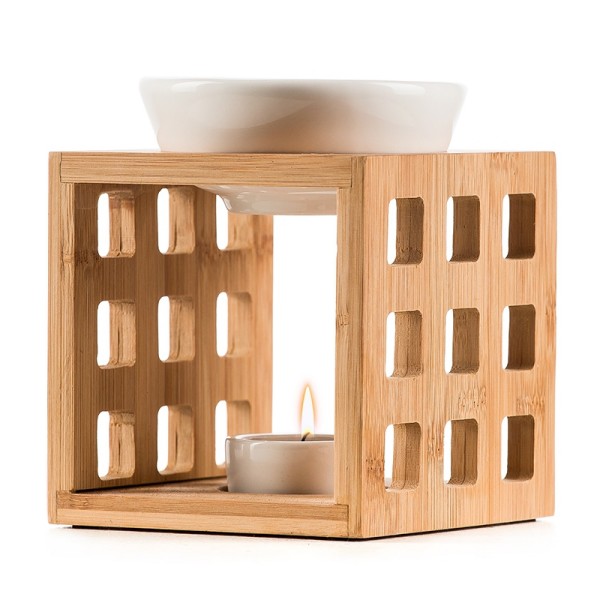 Duftlampe - Holzgitter mit Keramikschale von World of Scent