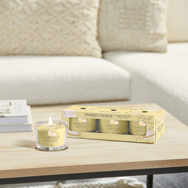 Vanilla Cupcake - 3 Votivkerzen im Glas von Yankee Candle