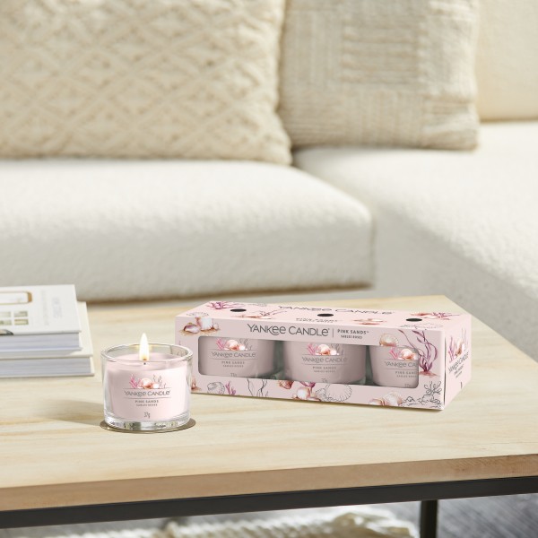 Pink Sands - 3 Votivkerzen im Glas von Yankee Candle