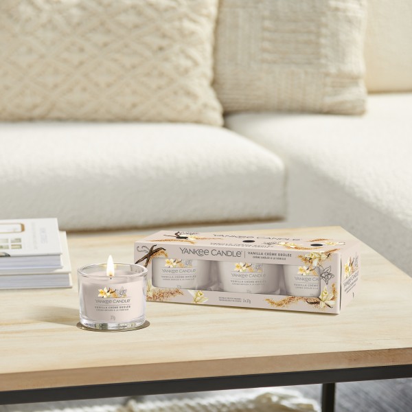 Vanilla Crème Brûlée - 3 Votivkerzen im Glas von Yankee Candle