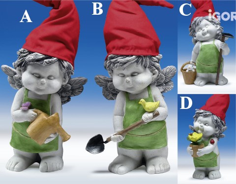 Gartenengel mit Mütze stony-grey coloriert H25 L30-38cm von IGOR