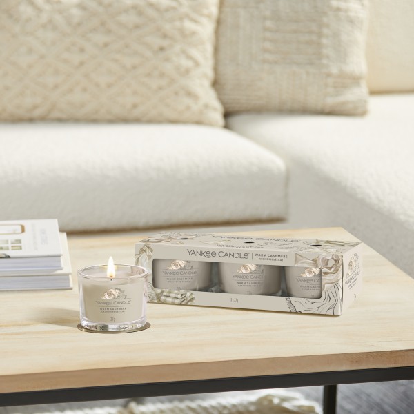 Warm Cashmere - 3 Votivkerzen im Glas von Yankee Candle